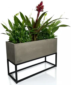 Krásny kovový kvetináč v šedej farbe s hladkým povrchom LOFT FIORINO 62X22X40 cm