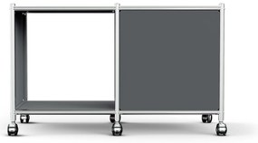 Kovový nočný stolík »CN3« s 1 výklopným priečinkom a kolieskami, sivý