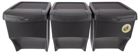 Čierne plastové odpadkové koše v súprave 3 ks 3x22 l na triedený odpad – Orion