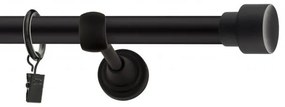 Dekorstudio Garniža jednoradová SLICK čierna matná 19mm Dĺžka: 180cm, Typ uchytenia: Držiak modern, Typ príslušenstva: Krúžky tiché so štipcami