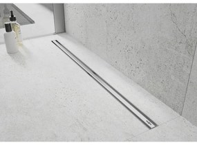 MEXEN Flat nerezový sprchový žľab s rotačným 360° sifónom 130 cm, vzor SLIM, nerezová, 1041130