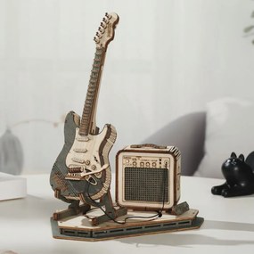 Robotime Rokr 3D dřevěné puzzle Elektrická kytara 140 ks