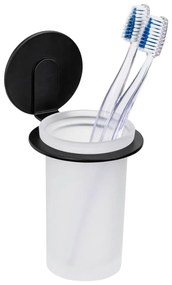 Matne čierny samodržiaci sklenený téglik na zubné kefky Bivio – Wenko