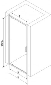 Mexen Exo, výklopné sprchové dvere 95 cm, číre sklo, zlatá, 8181-095-000-50-00