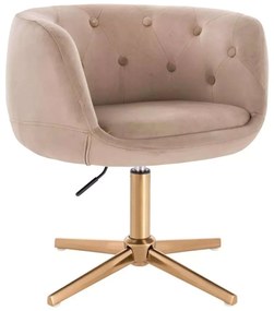 LuxuryForm DESIGN Kreslo MONTANA VELUR na zlatom kríži - latte