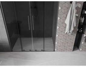 Mexen Velar Duo, posuvné sprchové dvere do otvoru 160 cm, 8mm šedé sklo, brúsený grafit, 871-160-000-42-95
