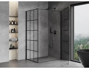 Mexen Mist-B, 1-krídlový výklopný sprchový kút, pravý, 80 x 95 cm, číre sklo-čierna mriežka, 8A2T-080-095-70-77-P