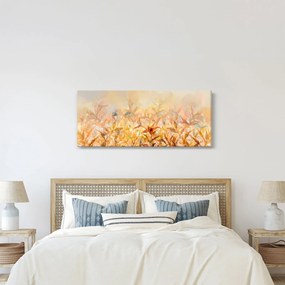 Obraz - Listy vo farbách jesene, olejomaľba (120x50 cm)