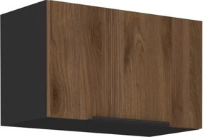 Horná výklopná kuchynská skrinka Monza, 60 cm, orech/čierna%