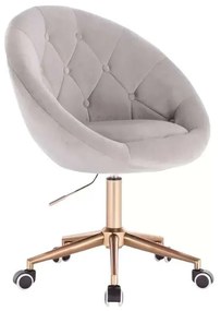 LuxuryForm DESIGN Kreslo VERA VELUR na zlatej podstave s kolieskami - svetlo šedé