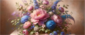 Obraz - Stôl plný kvetov (120x50 cm)