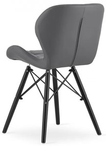 Jedálenská stolička LAGO ekokoža sivá (čierne nohy)