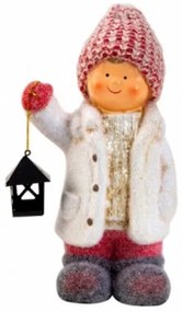 Zimné ružové dieťa s lampášom 23 cm