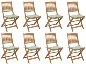 Skladacie vonkajšie stoličky s podložkami 8 ks akáciový masív 3075125