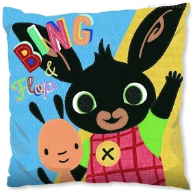 Detský obojstranný vankúš Zajačik Bing & Flop / Zajačik Bing v póze Usaina Bolta - 40 x 40 cm