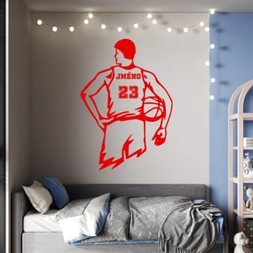 Veselá Stena Samolepka Veľký basketbalista s menom Farba: červená, Veľkosť: 40 x 28 cm