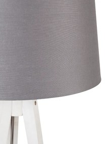 Moderný trojnohý stojan biely s tienidlom z ľanu tmavosivý 45 cm - Tripod Classic
