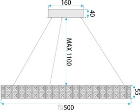 Toolight Toolight, LED stropné svietidlo 50cm, 36W, 4000K, MS005-CP, chrómová, OSW-09615