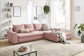 Rohová sedacia súprava Yoko, ružová látka