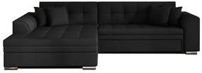 Rohová rozkladacia sedačka PALERMO, 294x80x196 cm, sawana 14 black, lavá