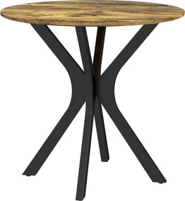 HOMCOM Jedálenský stôl 78 x 78 cm okrúhly stôl pre 2 osoby s oceľovým rámom Spider, kávový stôl do kuchyne, jedálne a obývačky, Rustikálna hnedá | Aos
