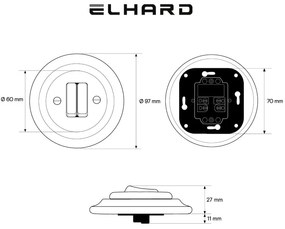 Elhard Okrúhly keramický vypínač s kolískou č.5, biely - kompletný KV5005W