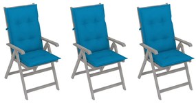Záhradné sklápacie stoličky 3 ks s podložkami akáciový masív 3064747