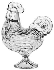 Crystal Bohemia Sklenená dóza KOHOUTEK 180 mm