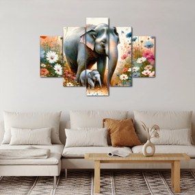 Obraz - Slonia mama, akvarel (150x105 cm)