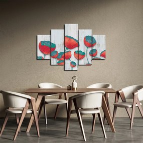 Obraz - Vlčie maky - petrolej (150x105 cm)