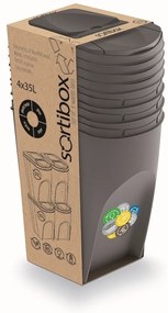 Set košov na triedený odpad, 4 x 35 l, sivá
