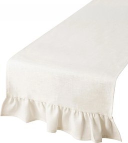 Bežec s volánom 40x160 cm farba produktu biela látka polopriehľadný, zapletaná