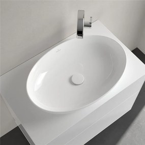 VILLEROY &amp; BOCH Artis oválne umývadlo na dosku bez otvoru, bez prepadu, 610 x 410 mm, biela alpská, s povrchom CeramicPlus, 419861R1