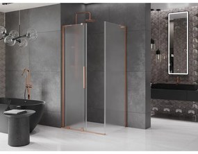 Mexen Velar L, sprchový kút s posuvnými dverami 120 x 75 cm, 8mm sklo námraza, medená matná, 871-120-075-33-65