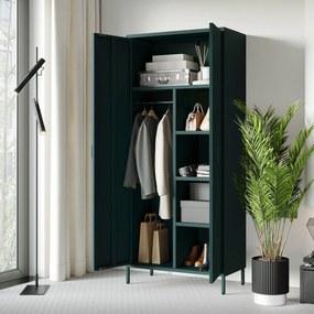 Šatníková skriňa FLAVIO, 800 x 1850 x 450 mm, Modern: fľaškovo zelená farba