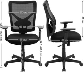 Ergonomická kancelárska stolička, otočná stolička, čierna