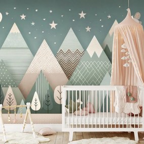 Samolepiaca tapeta detská horská krajina s medveďom