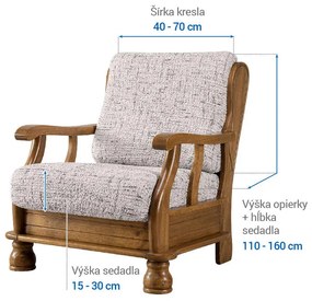 Bielastické poťahy VITTORIA smotanová kreslo s drevenými rúčkami (š. 40 - 70 cm)
