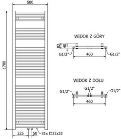Mexen Pluton vykurovacie teleso 1700 x 500 mm, 844 W, biela, W106-1700-500-00-20