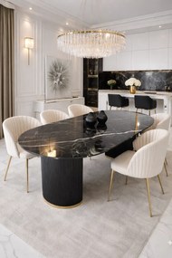 OVÁLNY JEDÁLENSKÝ STÔL LEANDRO ČIERNY MRAMOR 180 x 90 cm