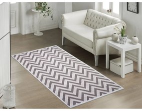 Béžový bavlnený koberec Vitaus Zikzak, 80 × 150 cm
