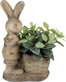 Béžová antik dekorácia králik s kvetináčikom - 38*22*49 cm