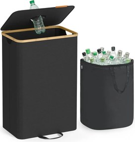 Triediaci kôš na fľaše a plechovky ECOVIA, 100l, čierna/béžová SongmicsHome