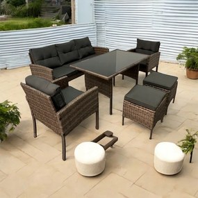 Veľká ratanová súprava v štýlovej hnedej farbe