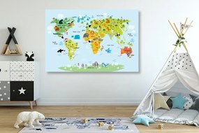 Obraz detská mapa sveta so zvieratkami Varianta: 90x60