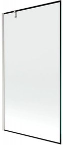 Mexen Next, 1-krídlová vaňová zástena 100 x 150 cm, 6mm číre sklo - čierny vzor, oceľová, 895-100-000-00-70-97