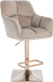 LuxuryForm DESIGN Barová stolička AMALFI VELUR na zlatej hranatej základni - latte