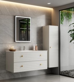 Erga Samira, LED zrkadlo 50x70cm v čiernom ráme, 1840 lm, 3 farby svetla, predné/zadné osvetlenie, ERG-V01-SAMIRA-5070-BK