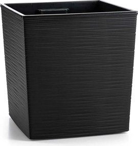 PLASTOVÝ KVETINÁČ FLORE RIFLO SADA 2KS 30X30 CM+25X25 CM ČIERNA