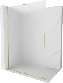 Mexen Velar, sprchová zástena s posuvnými dverami Walk-in 150 x 200 cm, 8mm sklo námraza, zlatá matná, 871-150-000-33-55